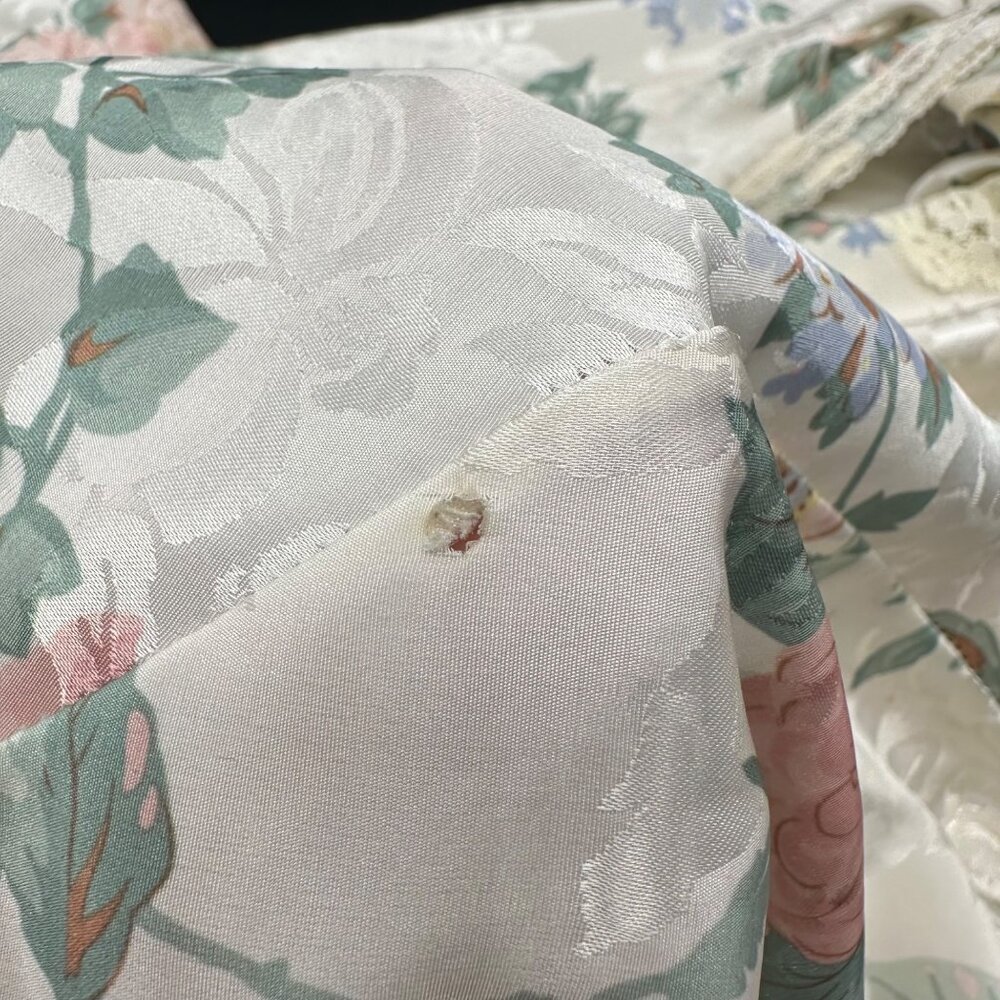 Vintage Nightgown Robe Set 1980s Dreamtime USA Floral Lace Trim Pastel Med? READ - Picture 9 of 10